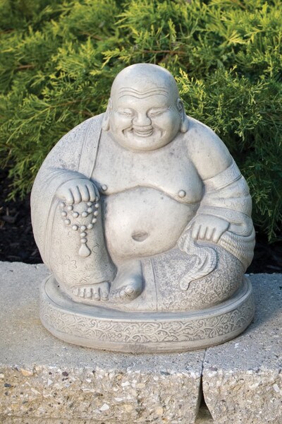 Hotei Sitting Jolly Buddha Garden Statue Lucky Smiling Artwork Stone